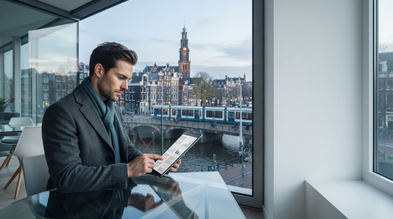 Amsterdams Nieuwsblad dashboard met real-time marktdata en risicoanalyse